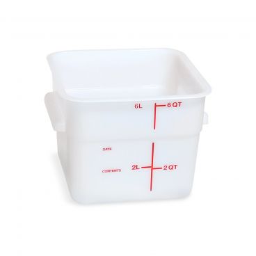 Carlisle 11962PE02 Squares Food Storage Container White Polyethylene with Red Print - 6 Quart Capacity