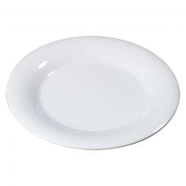 Carlisle 3301002 White Melamine Sierrus Wide Rim Round Dinner Plate - 10-1/2" Diameter