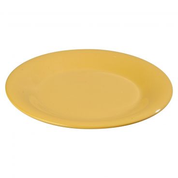 Carlisle 3301222 Honey Yellow Melamine Sierrus Wide Rim Round Dinner Plate - 9" Diameter