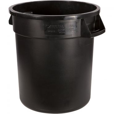 Carlisle 34101003 Black 10 Gallon Round Polyethylene Bronco Waste Container With Handles