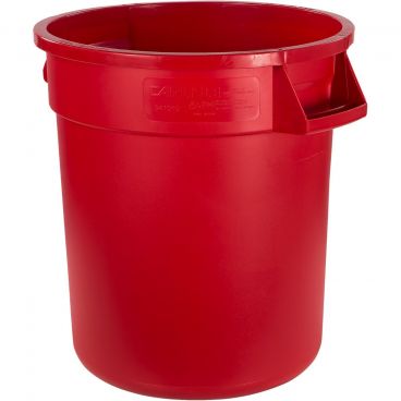 Carlisle 34101005 Red 10 Gallon Round Polyethylene Bronco Waste Container With Handles