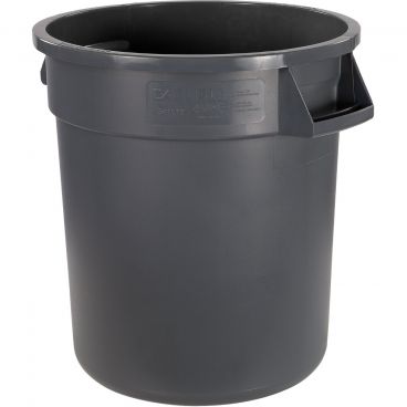 Carlisle 34101023 Gray 10 Gallon Round Polyethylene Bronco Waste Container With Handles