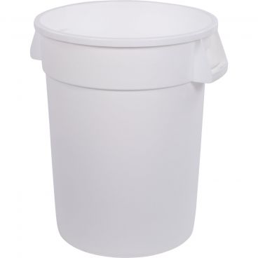 Carlisle 34103202 White 32 Gallon Round Polyethylene Bronco Waste Container With Handles