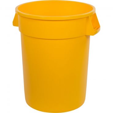 Carlisle 34103204 Yellow 32 Gallon Round Polyethylene Bronco Waste Container With Handles