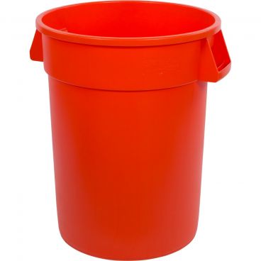 Carlisle 34103224 Orange 32 Gallon Round Polyethylene Bronco Waste Container With Handles