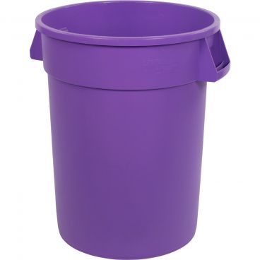 Carlisle 34103289 Purple 32 Gallon Round Polyethylene Bronco Waste Container With Handles
