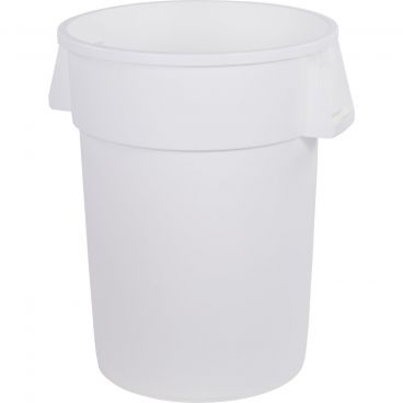 Carlisle 34104402 White 44 Gallon Round Polyethylene Bronco Waste Container With Handles