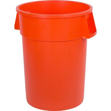 Carlisle 34104424 Orange 44 Gallon Round Polyethylene Bronco Waste Container With Handles