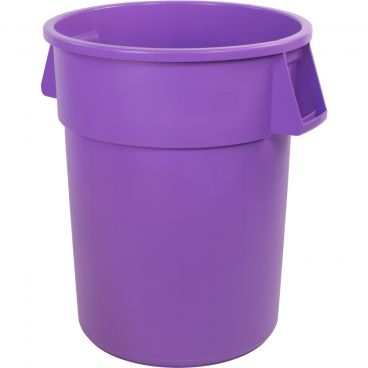 Carlisle 34104489 Purple 44 Gallon Round Polyethylene Bronco Waste Container With Handles