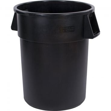 Carlisle 34105503 Black 55 Gallon Round Polyethylene Bronco Waste Container With Handles
