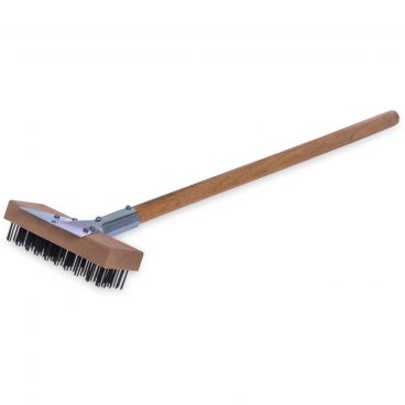 Carlisle 36372500 Brown 8 Inch Sparta Oven / Grill Brush With Stainless Steel Scraper And Flat Wire Stainless Steel Bristles And 30 Inch Handle