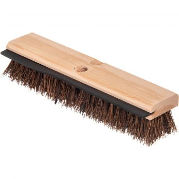 Carlisle 3639500 Brown 14 Inch Flo-Pac Wood Block Floor Scrub Brush Without Handle With Palmyra Bristles And Rubber Squeegee