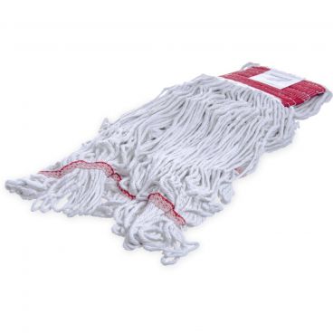 Carlisle 369424B00 White Flo Pac Large Looped End Premium Natural Wet Mop Head With Red Band
