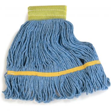 Carlisle 369442B14 Blue Flo Pac Small Looped End Premium Wet Mop Head With Yellow Band