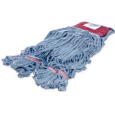 Carlisle 369454B14 Blue Flo Pac Large Looped End Wet Mop Head With Red Band