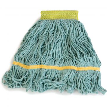 Carlisle 369472B09 Green Flo Pac Small Looped End Premium Wet Mop Head With Yellow Band