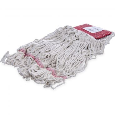 Carlisle 369552B Natural Flo Pac Large Looped End Economy Wet Mop Head w/ Red Band