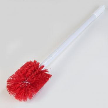 Carlisle 4000305 Red 30 Inch Sparta Spectrum Atlas 3 1/2 Inch To 5 Inch Diameter Oval Head Multi-Purpose Valve And Fitting Brush With Polyester Bristles And White Plastic Handle