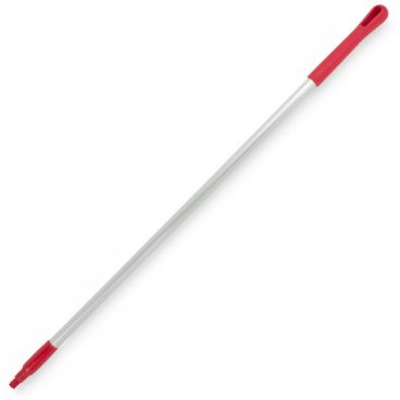 Carlisle 40216EC05 Red 48" Long Sparta Natural Aluminum Handle With Color-Coded 3/4" Threaded Tip and Color-Coded Cap With Hanging Hole