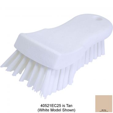 Carlisle 40521EC25 Tan 6 Inch Sparta Plastic Cutting Board Brush With 1 3/20 Inch Polyester Bristles And Hanging Hole