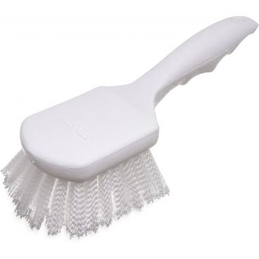 Carlisle 4054200 White 8 Inch Sparta All-Purpose Polypropylene Handle Utility Scrub Brush With 1 1/4 Inch Medium Stiff Nylon Bristles