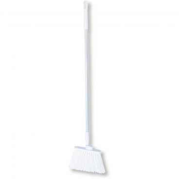 Carlisle 41083EC02 White 56" Long Sparta Duo-Sweep Unflagged Polyester Bristle Upright Angled Head Broom With Hanging Hole