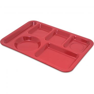 Carlisle 4398005 Red Melamine Left Hand Six Compartment 10" x 14" Tray