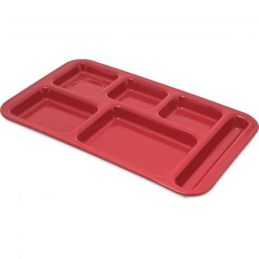 Carlisle 4398205 Red Right Hand 9" x 15" Melamine 6 Compartment Tray