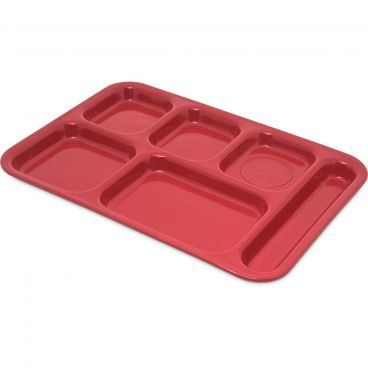 Carlisle 4398805 Red Melamine Right Hand Six Compartment 10" x 14 1/2" Tray