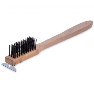 Carlisle 4557100 Brown 20 Inch Wood Handle Scratch Brush With Carbon Steel Bristles And End-Scraper