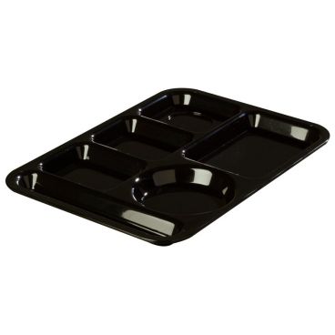 Carlisle 61403 Black ABS Left Hand Six Compartment 10" x 14" Tray