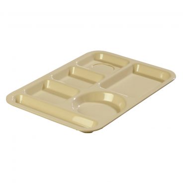 Carlisle 61425 Tan ABS Left Hand Six Compartment 10" x 14" Tray