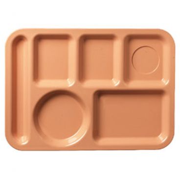 Carlisle 614PC25 Tan Polycarbonate Left Hand Six Compartment 10" x 14" Tray