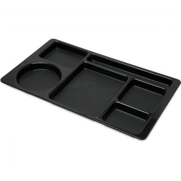 Carlisle 61503 Black Omni Directional 9" x 15" Plastic 6 Compartment Tray