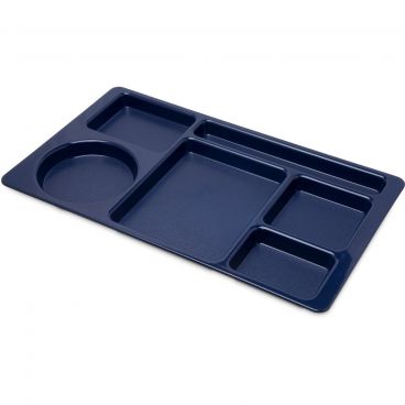 Carlisle 61514 Blue Omni Directional 9" x 15" Plastic 6 Compartment Tray