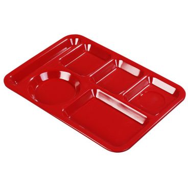 Carlisle P61405 Red Polypropylene Left Hand Six Compartment 10" x 14" Tray