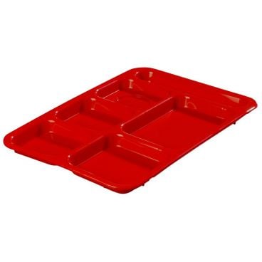 Carlisle P614R05 Red Polypropylene Right Hand Six Compartment 10" x 14" Tray