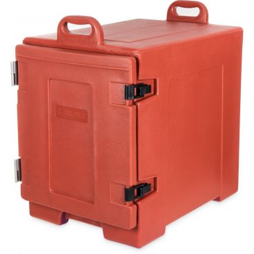 Carlisle PC300N95 Brick Red 5 Pan Cateraide Single End Loading Polyethylene Insulated Food Pan Carrier With Molded-In Handles