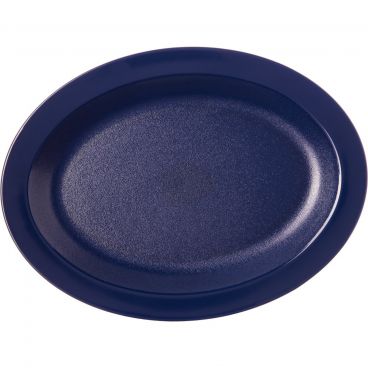 Carlisle PCD41250 Dark Blue Polycarbonate Oval Platter Tray - 12" x 9"