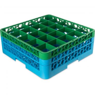 Carlisle RG25-2C413 OptiClean 25 Compartment Glass Rack, Green Color-Coded with 2 Extenders