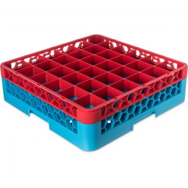 Carlisle RG36-1C410 OptiClean 36 Compartment Glass Rack with 1 Red Color-Coded Extender