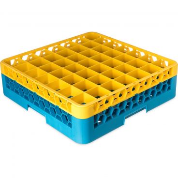 Carlisle RG49-1C411 OptiClean 49 Compartment Glass Rack with 1 Yellow Color-Coded Extender