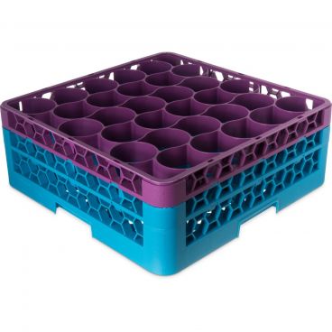 Carlisle RW30-1C414 OptiClean NeWave 30 Compartment Glass Rack, Lavender Color-Coded with 2 Extenders