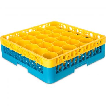 Carlisle RW30-C411 OptiClean NeWave 30 Compartment Glass Rack with 1 Yellow Color-Coded Extender