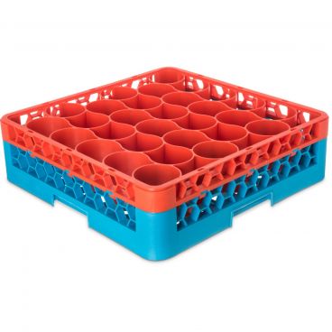 Carlisle RW30-C412 OptiClean NeWave 30 Compartment Glass Rack with 1 Orange Color-Coded Extender