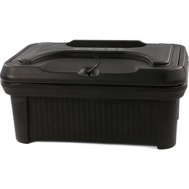 Carlisle XT160003 Black 6" Deep Cateraide Slide 'N Seal Top Loading Polyethylene Insulated Food Pan Carrier With Sliding Lid And Molded-In Tethered Lock Pin