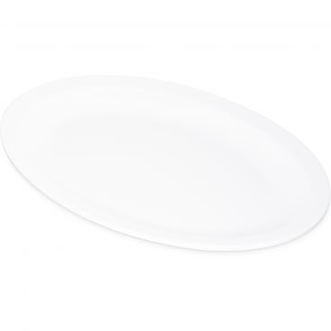 Carlisle KL12702 White Melamine Kingline Oval Platter Tray - 12" x 9"