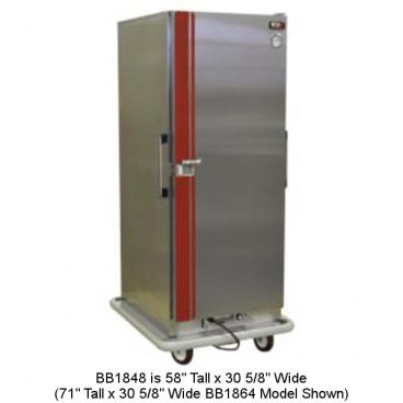 Carter-Hoffmann BB1848 Space-Saver Convertible Carter Series 58" Tall x 30 5/8" Wide Single-Door 48-Plate Capacity Insulated Stainless Steel Mobile Heated BB Series Banquet Cabinet For Trays, Pans, Or Plates Up To 11" Diameter, 120V 1650 Watts