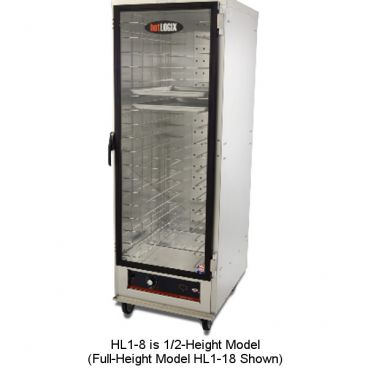 Carter-Hoffmann HL1-8 LOGIX1 Series 1/2-Height 8-Tray Capacity Non-Humidified Non-Insulated Aluminum hotLOGIX Heated Holding Cabinet, 120V 1750 Watts