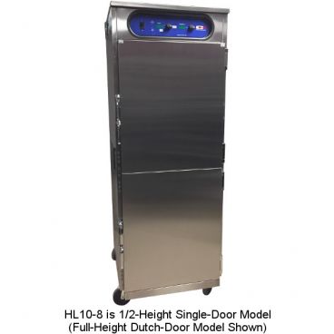 Carter-Hoffmann HL10-8 VaporPro Series 1/2-Height 45 1/2" Tall 8-Tray Capacity Digital Control Solid-Door Humidified Insulated Stainless Steel hotLOGIX Heated Proofing And Holding Cabinet, 120V 2100 Watts